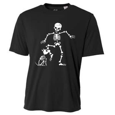 Skeleton And Dog Halloween Costume Funny Skull Women Cooling Performance Crew T-Shirt