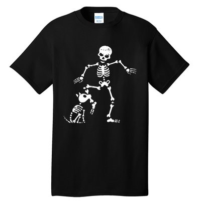 Skeleton And Dog Halloween Costume Funny Skull Women Tall T-Shirt