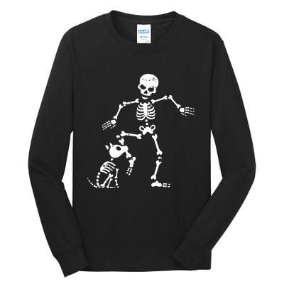 Skeleton And Dog Halloween Costume Funny Skull Women Tall Long Sleeve T-Shirt