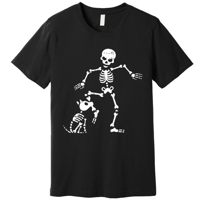 Skeleton And Dog Halloween Costume Funny Skull Women Premium T-Shirt