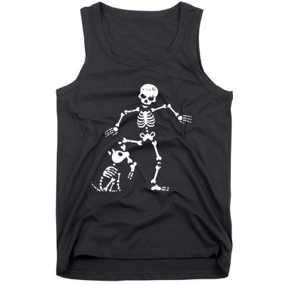 Skeleton And Dog Halloween Costume Funny Skull Women Tank Top