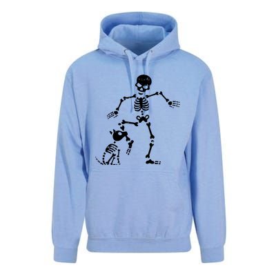 Skeleton And Dog Halloween Costume Funny Skull Women Unisex Surf Hoodie