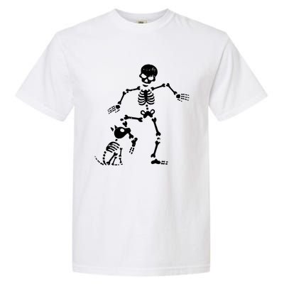 Skeleton And Dog Halloween Costume Funny Skull Women Garment-Dyed Heavyweight T-Shirt