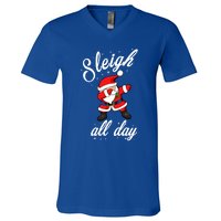 Sleigh All Day Dabbing Santa Funny Christmas Cool Gift Cute Gift V-Neck T-Shirt