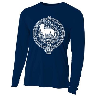 Sanctus Agnus Dei Lamb God Catholic Traditional Latin Mass Cooling Performance Long Sleeve Crew