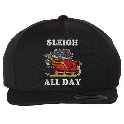 Sleigh All Day Christmas Santa Claus Retro Vintage Ugly Meaningful Gift Wool Snapback Cap