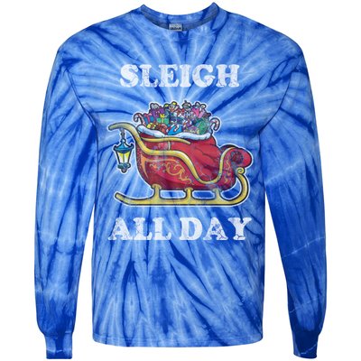 Sleigh All Day Christmas Santa Claus Retro Vintage Ugly Meaningful Gift Tie-Dye Long Sleeve Shirt