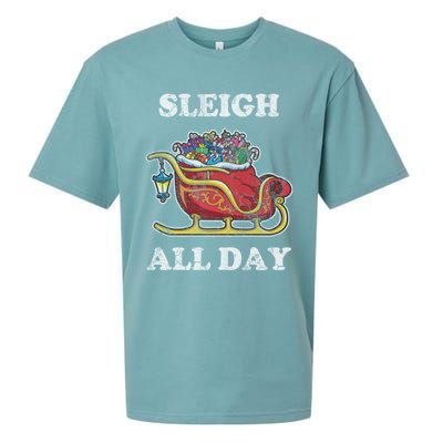 Sleigh All Day Christmas Santa Claus Retro Vintage Ugly Meaningful Gift Sueded Cloud Jersey T-Shirt