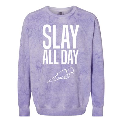 Slay All Day Vampire Hunter Buffy Colorblast Crewneck Sweatshirt