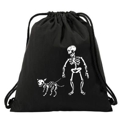 Skeleton And Dog Lazy Halloween Costume Funny Skull Pet Drawstring Bag