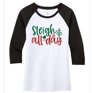 Sleigh All Day Women's Tri-Blend 3/4-Sleeve Raglan Shirt