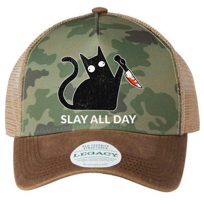 Slay All Day Halloween Cat Funny Legacy Tie Dye Trucker Hat