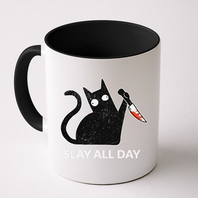 Slay All Day Halloween Cat Funny Mug