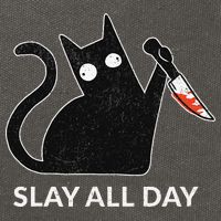 Slay All Day Halloween Cat Funny Cotton Canvas Backpack
