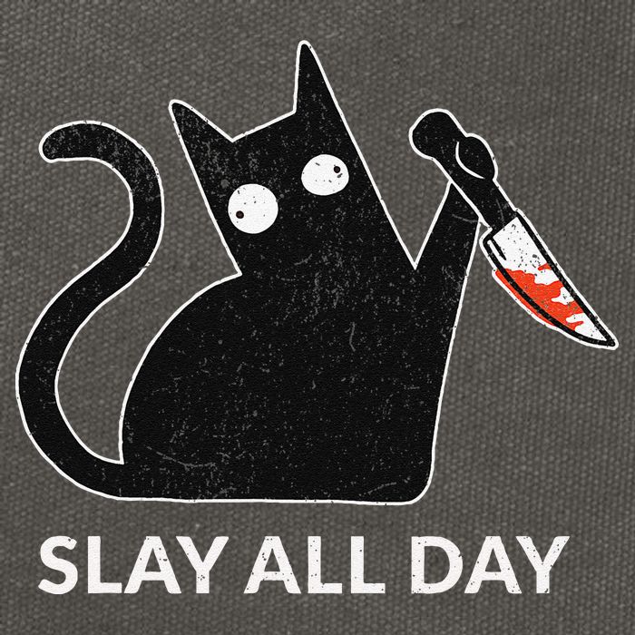 Slay All Day Halloween Cat Funny Cotton Canvas Backpack