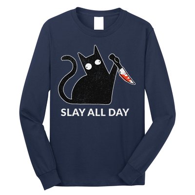 Slay All Day Halloween Cat Funny Long Sleeve Shirt