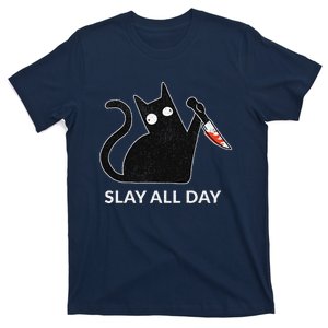 Slay All Day Halloween Cat Funny T-Shirt