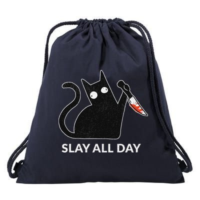 Slay All Day Halloween Cat Funny Drawstring Bag