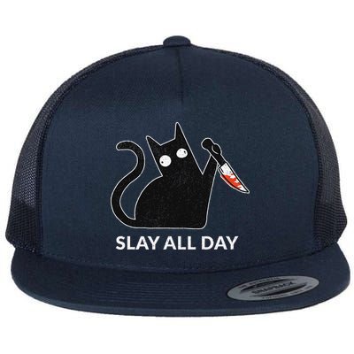 Slay All Day Halloween Cat Funny Flatbill Hat