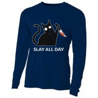 Slay All Day Halloween Cat Funny Cooling Performance Long Sleeve Crew