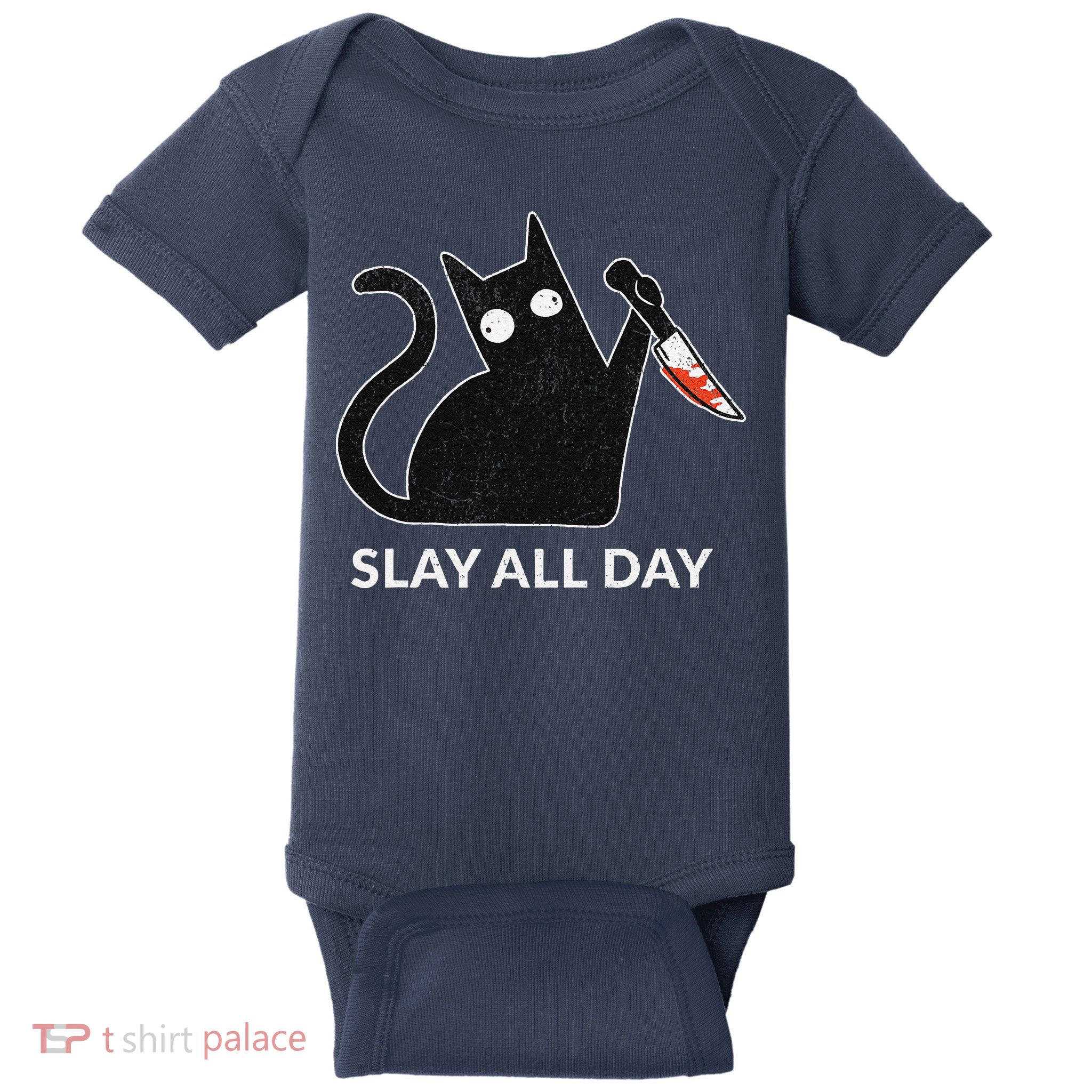 Slay All Day Halloween Cat Funny Baby Bodysuit