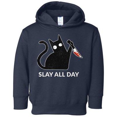 Slay All Day Halloween Cat Funny Toddler Hoodie