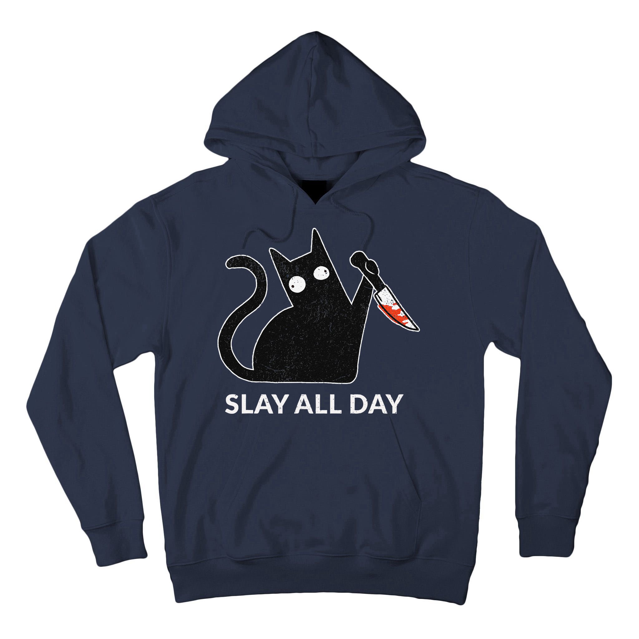 Slay All Day Halloween Cat Funny Tall Hoodie