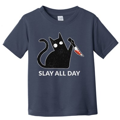 Slay All Day Halloween Cat Funny Toddler T-Shirt
