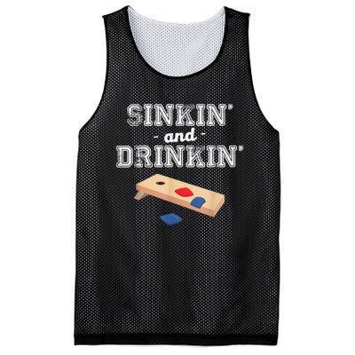 Sinkin' And Drinkin' Cornhole Playing Funny Mesh Reversible Basketball Jersey Tank