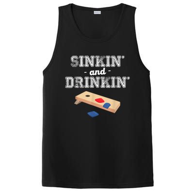 Sinkin' And Drinkin' Cornhole Playing Funny PosiCharge Competitor Tank