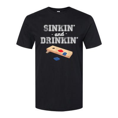 Sinkin' And Drinkin' Cornhole Playing Funny Softstyle CVC T-Shirt