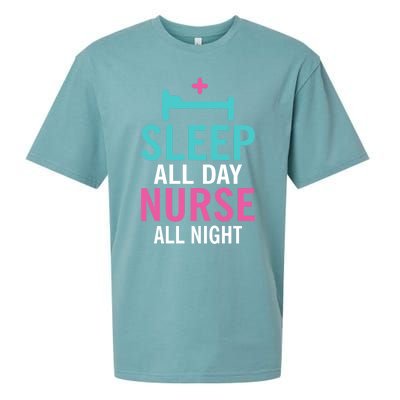 Sleep All Day Nurse All Night Work Hospital Nursing Gift Sueded Cloud Jersey T-Shirt