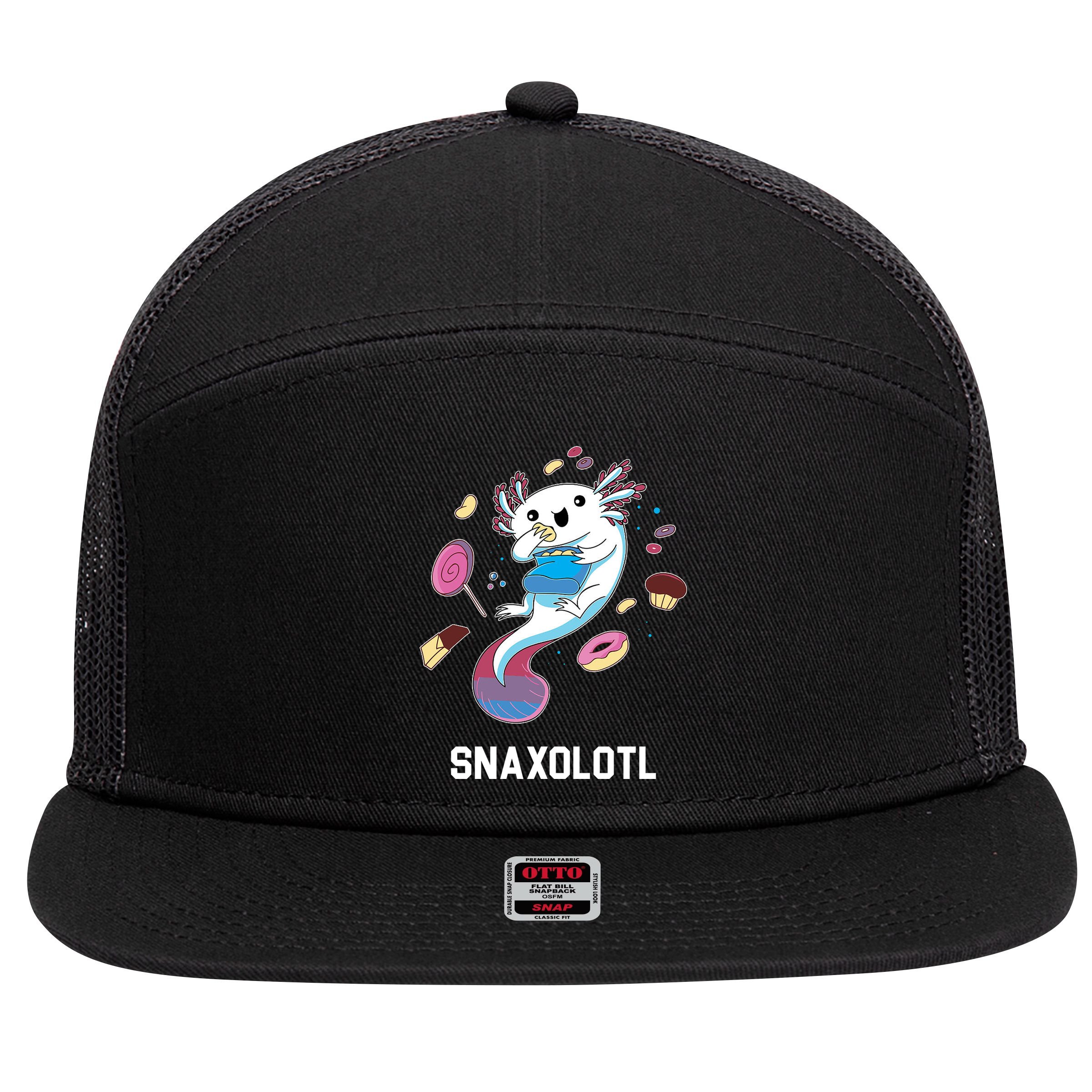 Snaxolotl Axolotl Donuts Cupcakes Candy Junk Food 7 Panel Mesh Trucker Snapback Hat