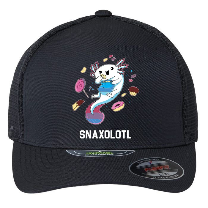 Snaxolotl Axolotl Donuts Cupcakes Candy Junk Food Flexfit Unipanel Trucker Cap