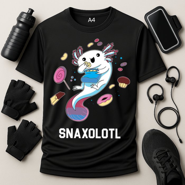 Snaxolotl Axolotl Donuts Cupcakes Candy Junk Food Cooling Performance Crew T-Shirt