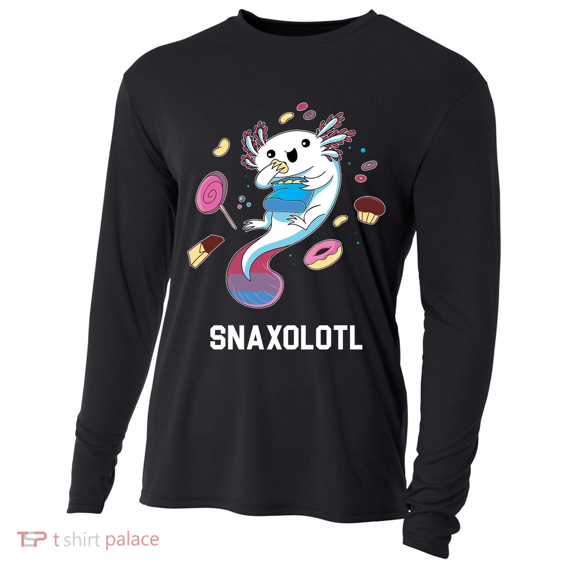 Snaxolotl Axolotl Donuts Cupcakes Candy Junk Food Cooling Performance Long Sleeve Crew