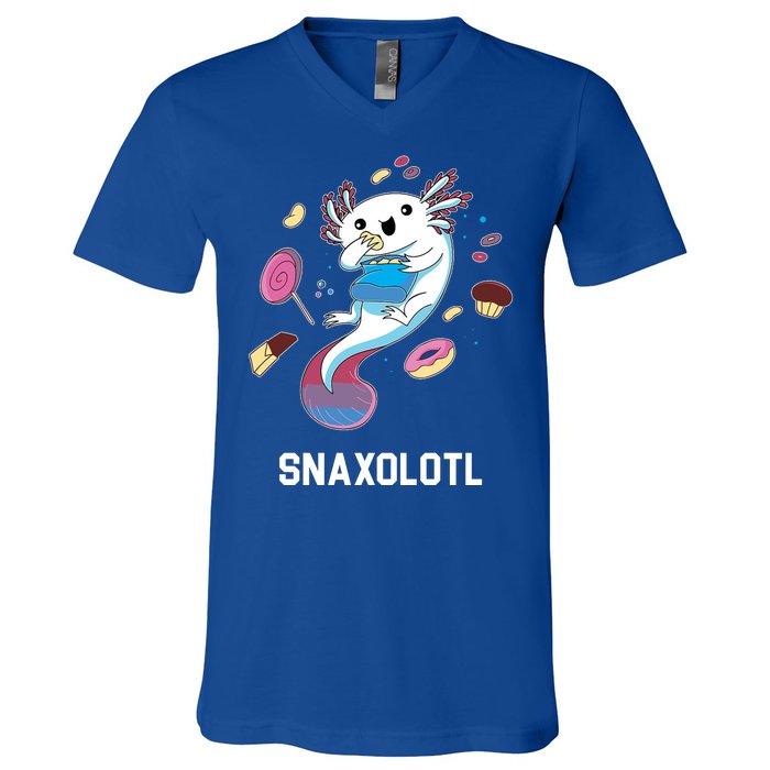 Snaxolotl Axolotl Donuts Cupcakes Candy Junk Food V-Neck T-Shirt