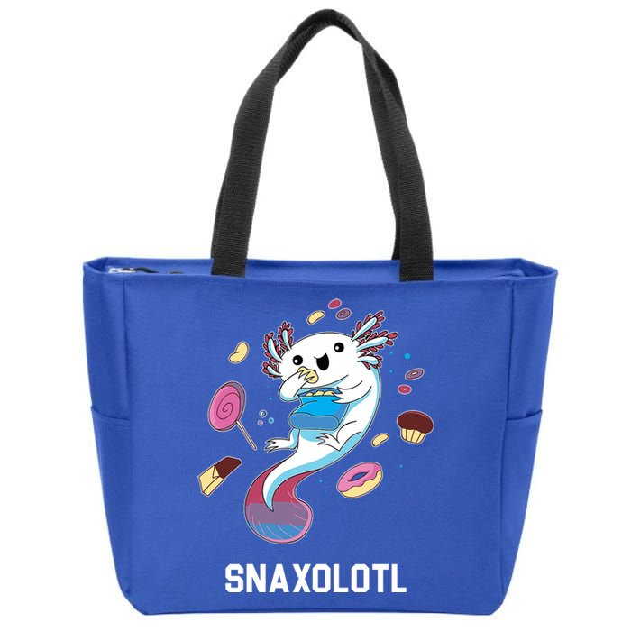 Snaxolotl Axolotl Donuts Cupcakes Candy Junk Food Zip Tote Bag