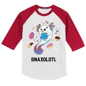 Snaxolotl Axolotl Donuts Cupcakes Candy Junk Food Kids Colorblock Raglan Jersey