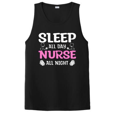 Sleep All Day Nurse All Night Night Shift Nurses Funny Gift PosiCharge Competitor Tank