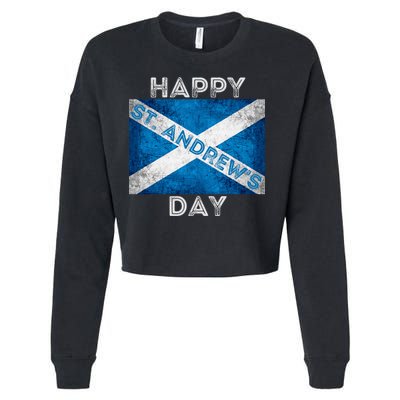 St Andrews Day Scotland Flag Scottish Happy Tartan Army Meaningful Gift Cropped Pullover Crew