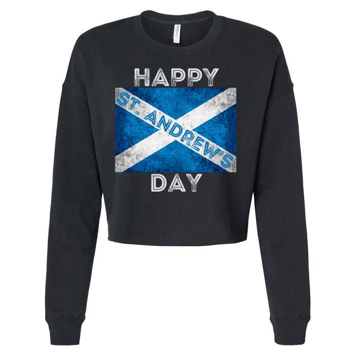 St Andrews Day Scotland Flag Scottish Happy Tartan Army Meaningful Gift Cropped Pullover Crew