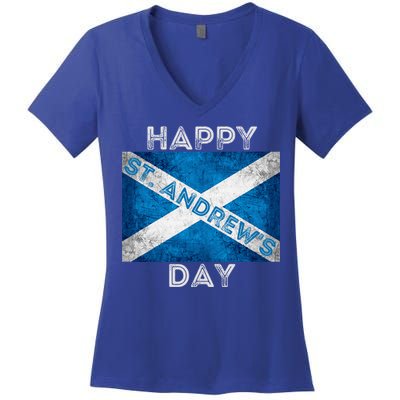 St Andrews Day Scotland Flag Scottish Happy Tartan Army Meaningful Gift Women's V-Neck T-Shirt