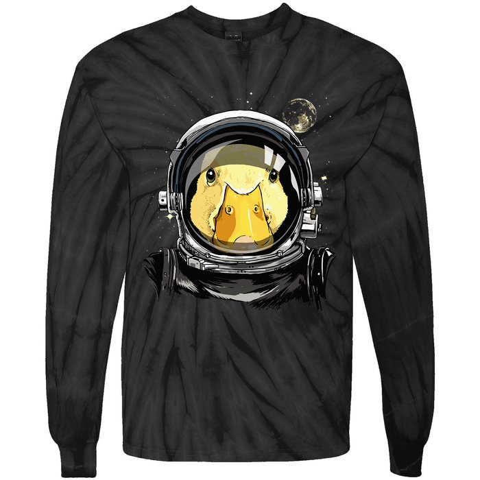 Space Astronaut Duck Face Galaxy Waterfowl Hunting Tie-Dye Long Sleeve Shirt