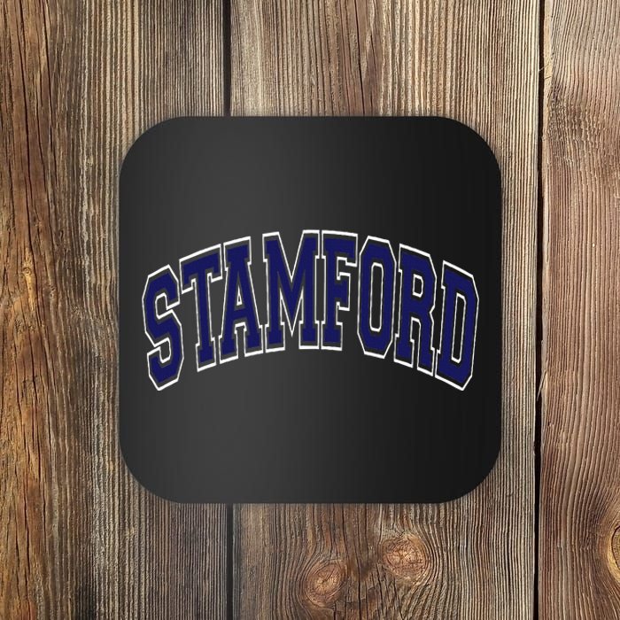 Stamford Arched Dark Blue Text Coaster