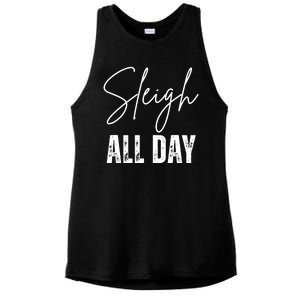 Sleigh All Day Christmas Holiday Ladies PosiCharge Tri-Blend Wicking Tank