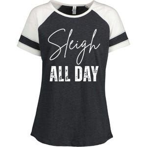 Sleigh All Day Christmas Holiday Enza Ladies Jersey Colorblock Tee