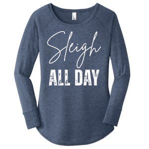 Sleigh All Day Christmas Holiday Women's Perfect Tri Tunic Long Sleeve Shirt