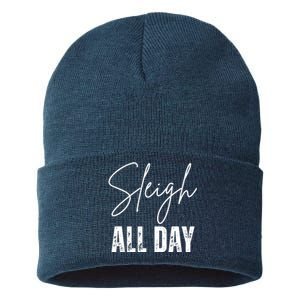 Sleigh All Day Christmas Holiday Sustainable Knit Beanie