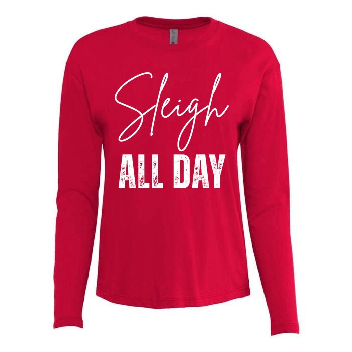 Sleigh All Day Christmas Holiday Womens Cotton Relaxed Long Sleeve T-Shirt